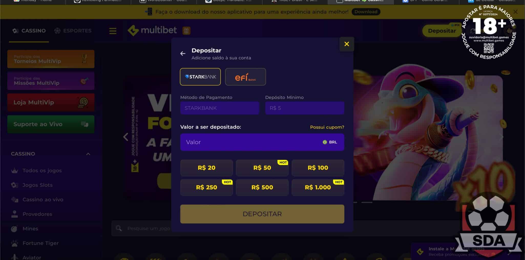 métodos pagamento multibet