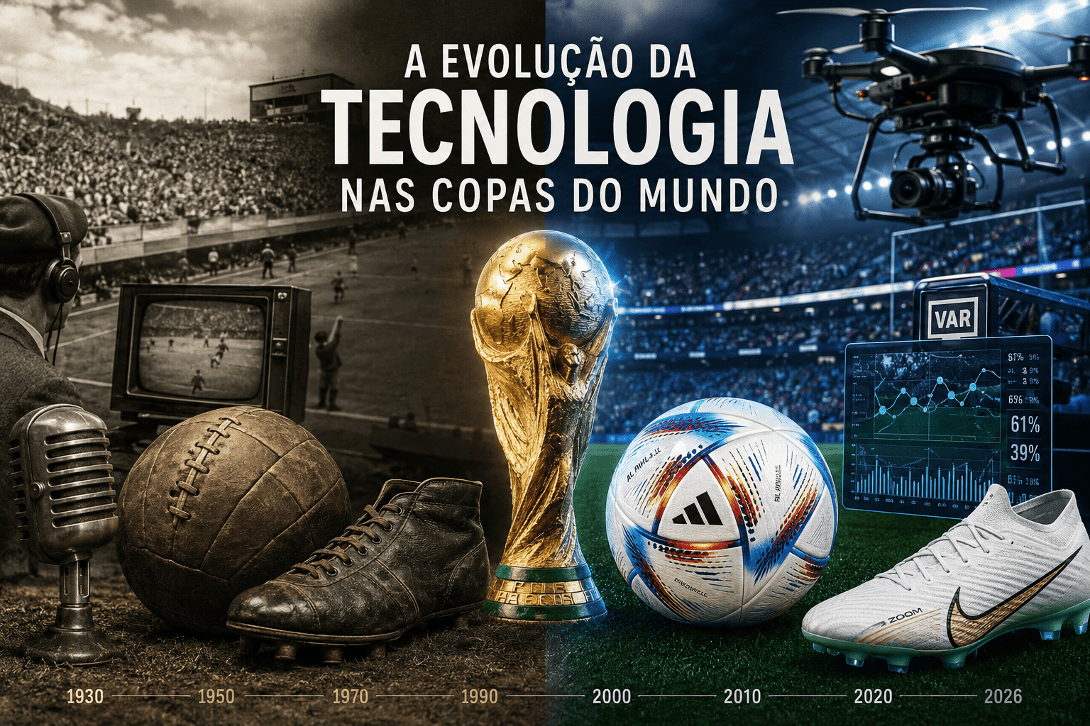 Do couro ao algoritmo: como a tecnologia reinventou a Copa do Mundo