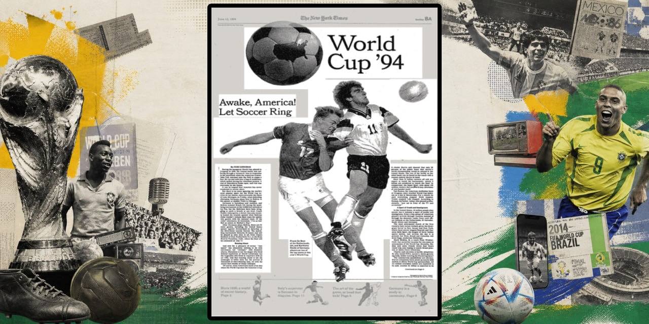 Imagem de recorte de jornal na Copa de 1994